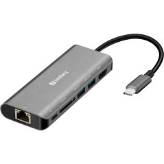 "Sandberg 136-18 USB-C Dock with HDMI, LAN, SD, and USB | High-Performance Multi-Port Adapter"